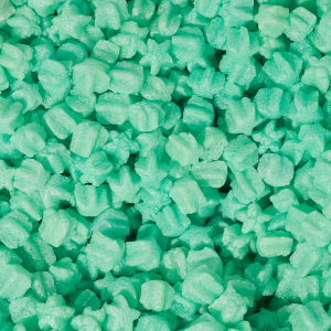 Green star-shaped biodegradable packing peanuts for decorative protective packaging