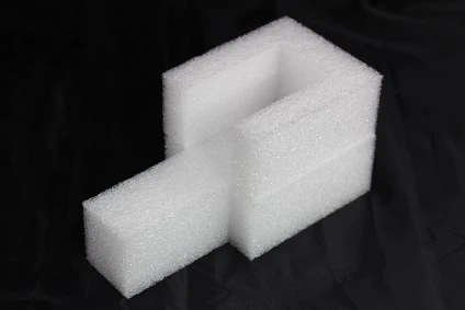 White PE foam blocks used for protective packaging and cushioning